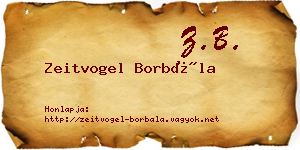 Zeitvogel Borbála névjegykártya